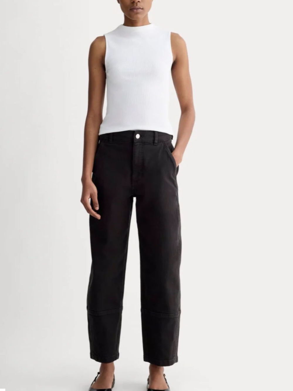 Everlane The Utility Barrel Pant Black 8R Organic Cotton Cropped Barrel Jeans - Picture 2 of 7